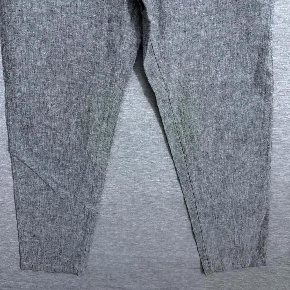 Uniqlo Men's Size Small Gray Linen Blend Tapered Slim Drawstring Casual Pants